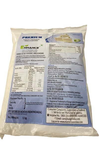 Enhance Premium Cake Mix Concentrate Vanilla – Rs.1385 (1kg) – Rs.27700 (Moq/20kg Bag)