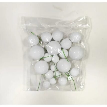 Faux Ball Cake Topper White Colour (20 Pcs Pack)