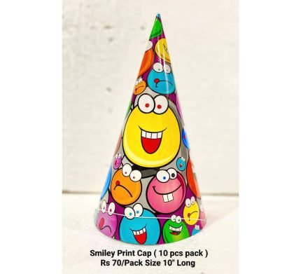 Smiley Print Cap (10 Pcs Pack)