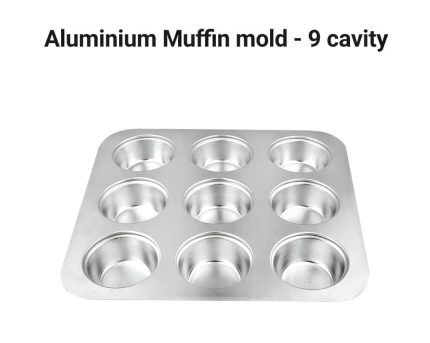 Aluminium Muffin Mold (9 Cavity) (1Pc)