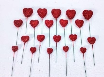 Heart shape Glitter Cake Topper (20Pcs Pack)