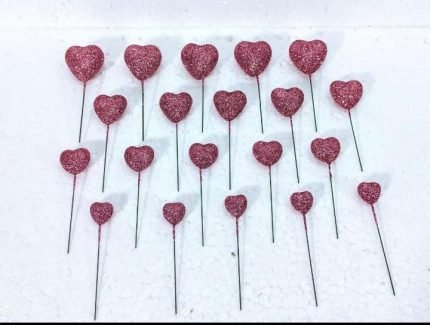 Heart shape Glitter Cake Topper (20Pcs Pack)