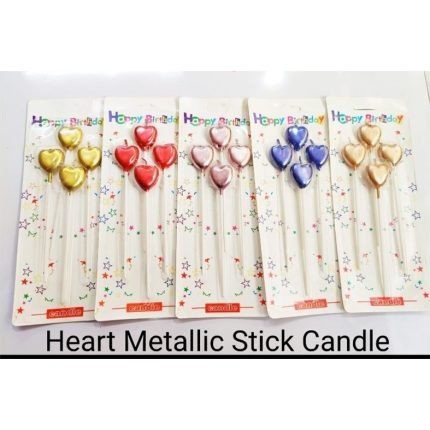 Heart Metallic Stick Candle