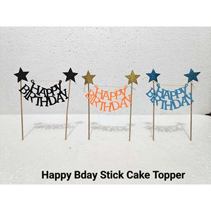 Happy Bday Stick Cake Topper