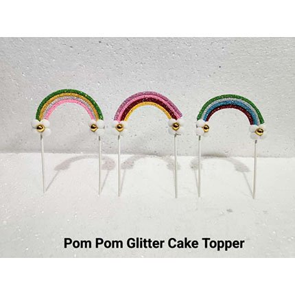 Pom Pom  Glitter Cake Topper