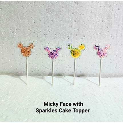 Micky Face With Sparkles Cake Topper