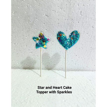 Star And Heart Cake Topper With Sparkles