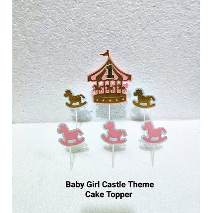 Baby Girl Castle Theme Cake Topper