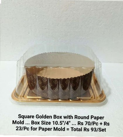 Square Golden Box With Round Paper Mold Box Size 10.5”/4”