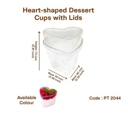 Heart Shape Pudding cup ( Item Code 2044 ) With Lid Rs. 10 (1 Pc ) MOQ (100Pcs)