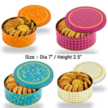 Tin Cookies Container… Rs .70 (1Pc )  MOQ (50 Pcs)
