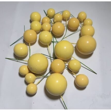 Faux Ball Cake Topper Yellow Colour (20 Pcs Pack)